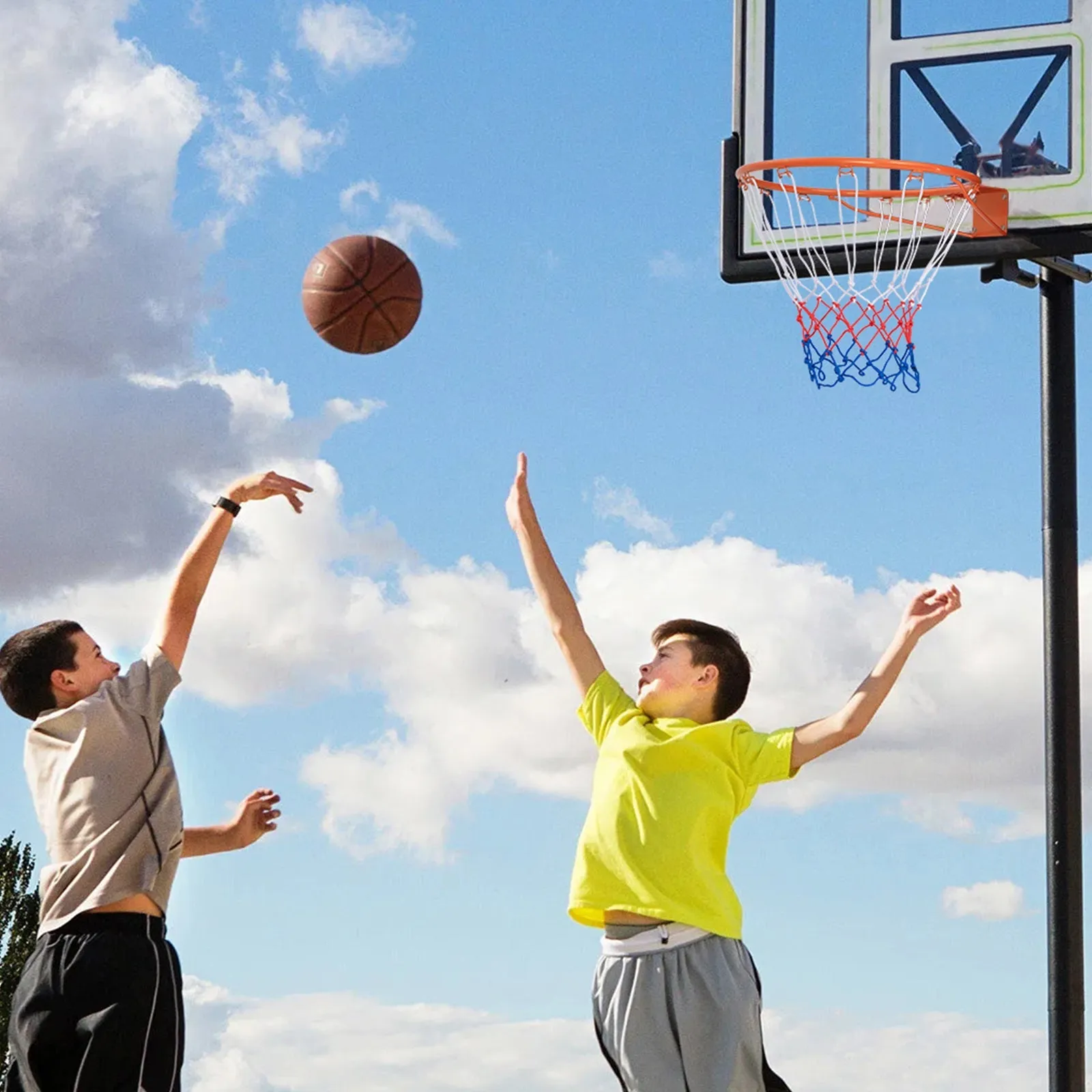 38 cm Heavy Duty Basketball Rim with All Weather Net and Mounting Hardware-Orange