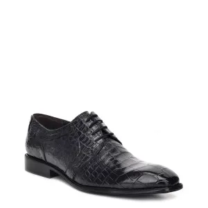 915LPLP - Cuadra black dress casual alligator leather derby shoes for men