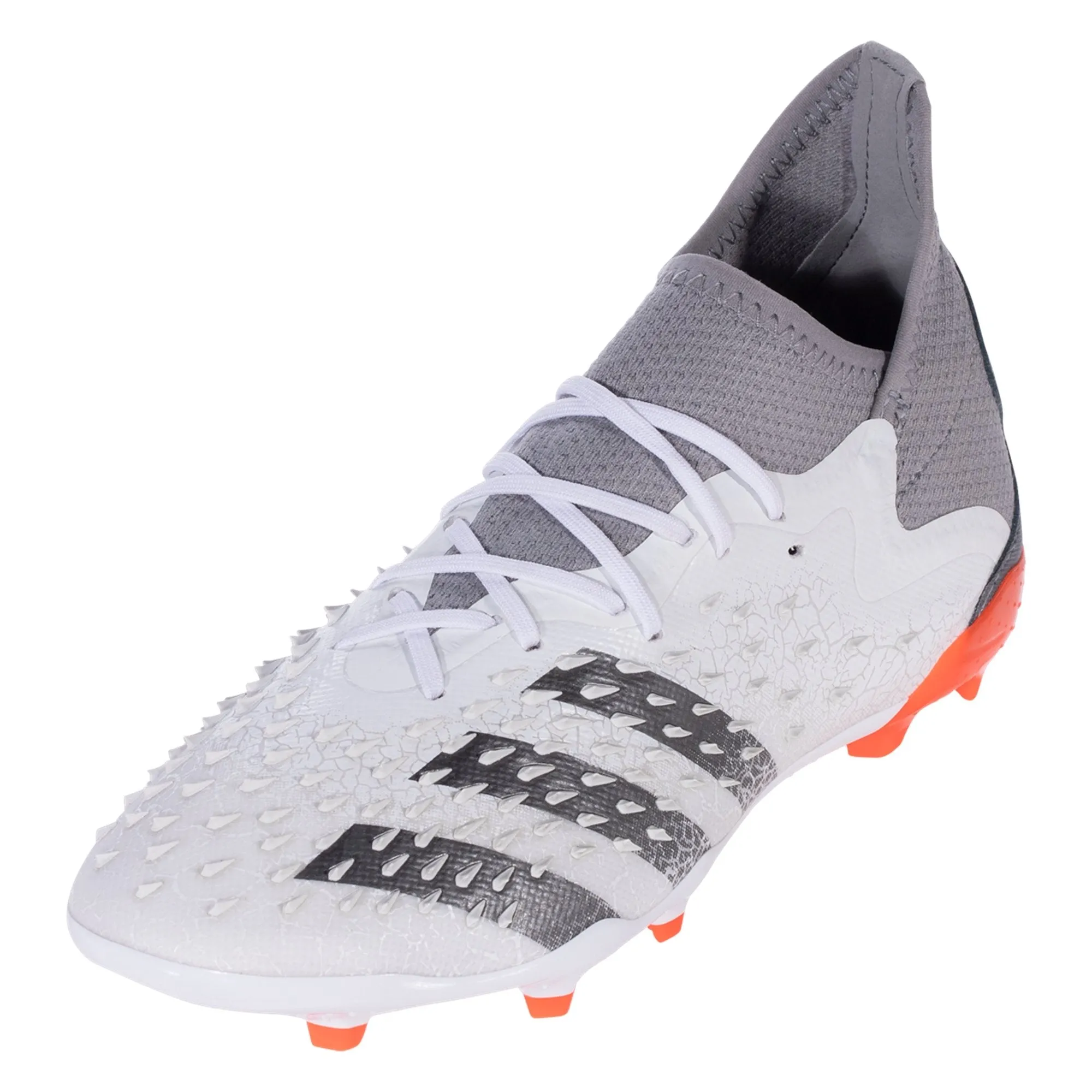 adidas Predator Freak.1 FG Junior Firm Ground Soccer Cleat White/Metallic Iron/SolarRed