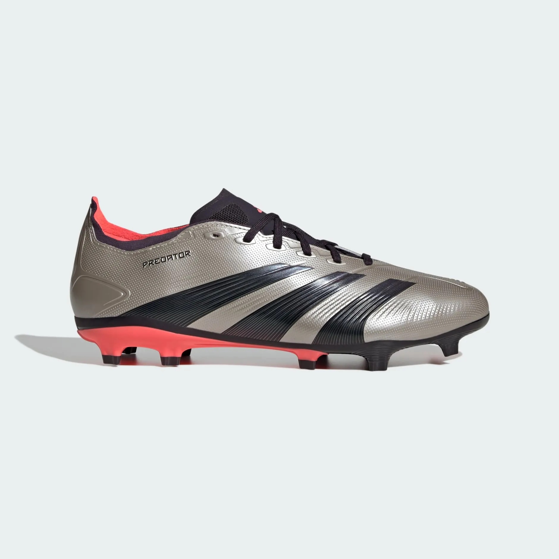 adidas Predator League Firm Ground Soccer Cleats | Platinum Metallic-Aurora Black-Turbo | Men's