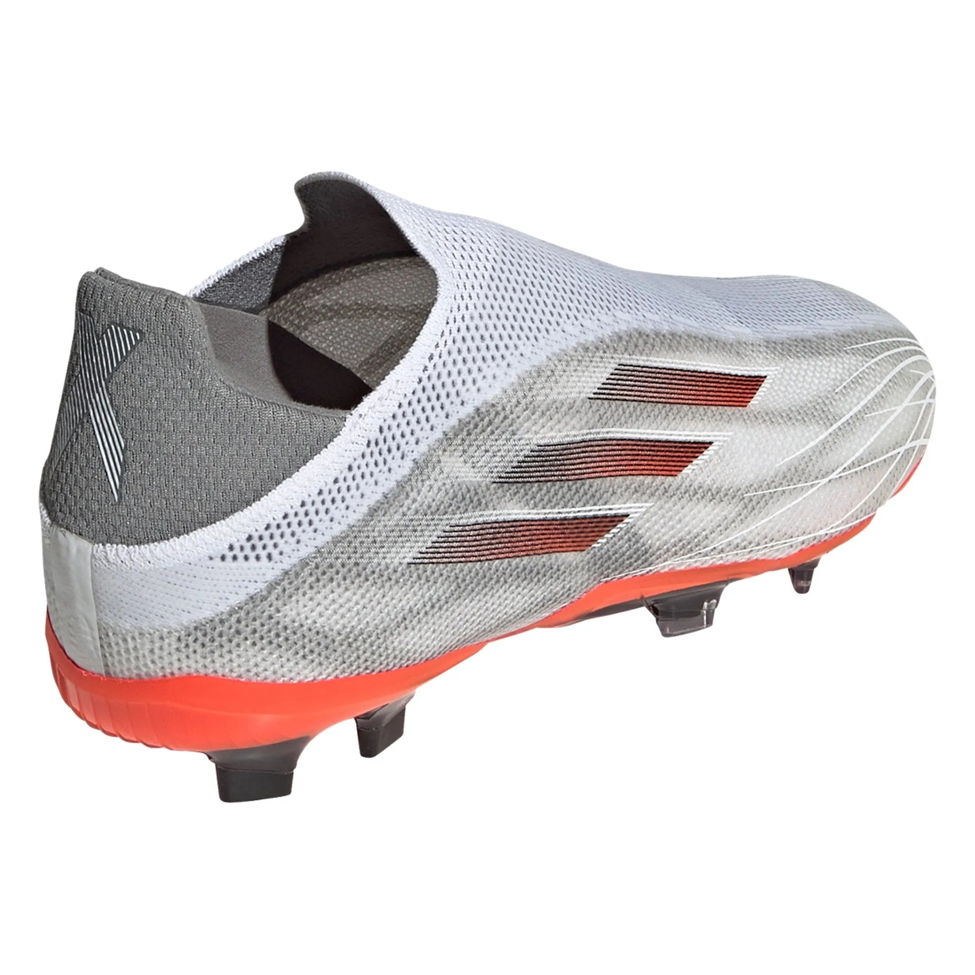 adidas X Speedflow  FG Junior Firm Ground Soccer Cleat - White/Metallic Iron/Solar Red