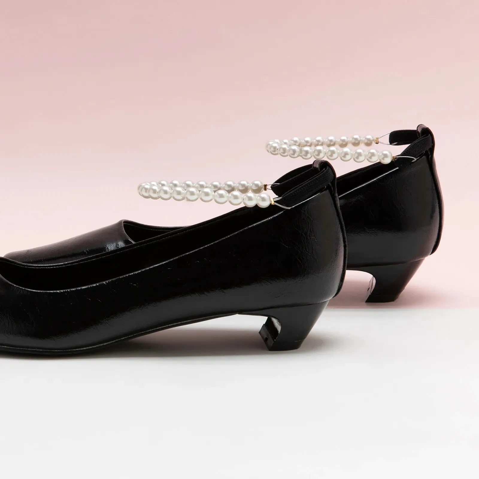 Ankle Pearl Chain Low Heel (Lucia)