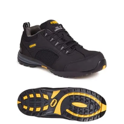 Apache Black Leather/Mesh Safety Trainer with Steel Toe Cap & Midsole - Model AP318 SM