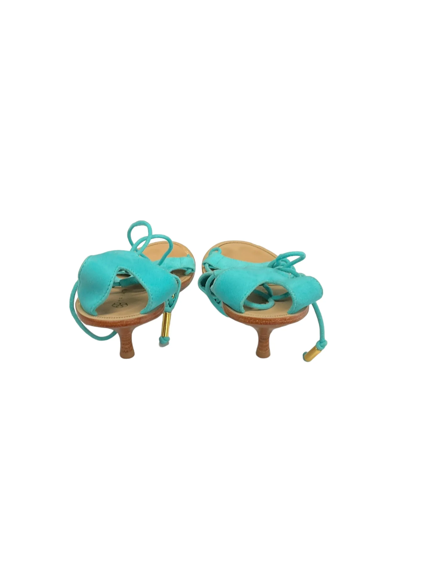 Aqua Sandals Heels Kitten Trina Turk, Size 7.5