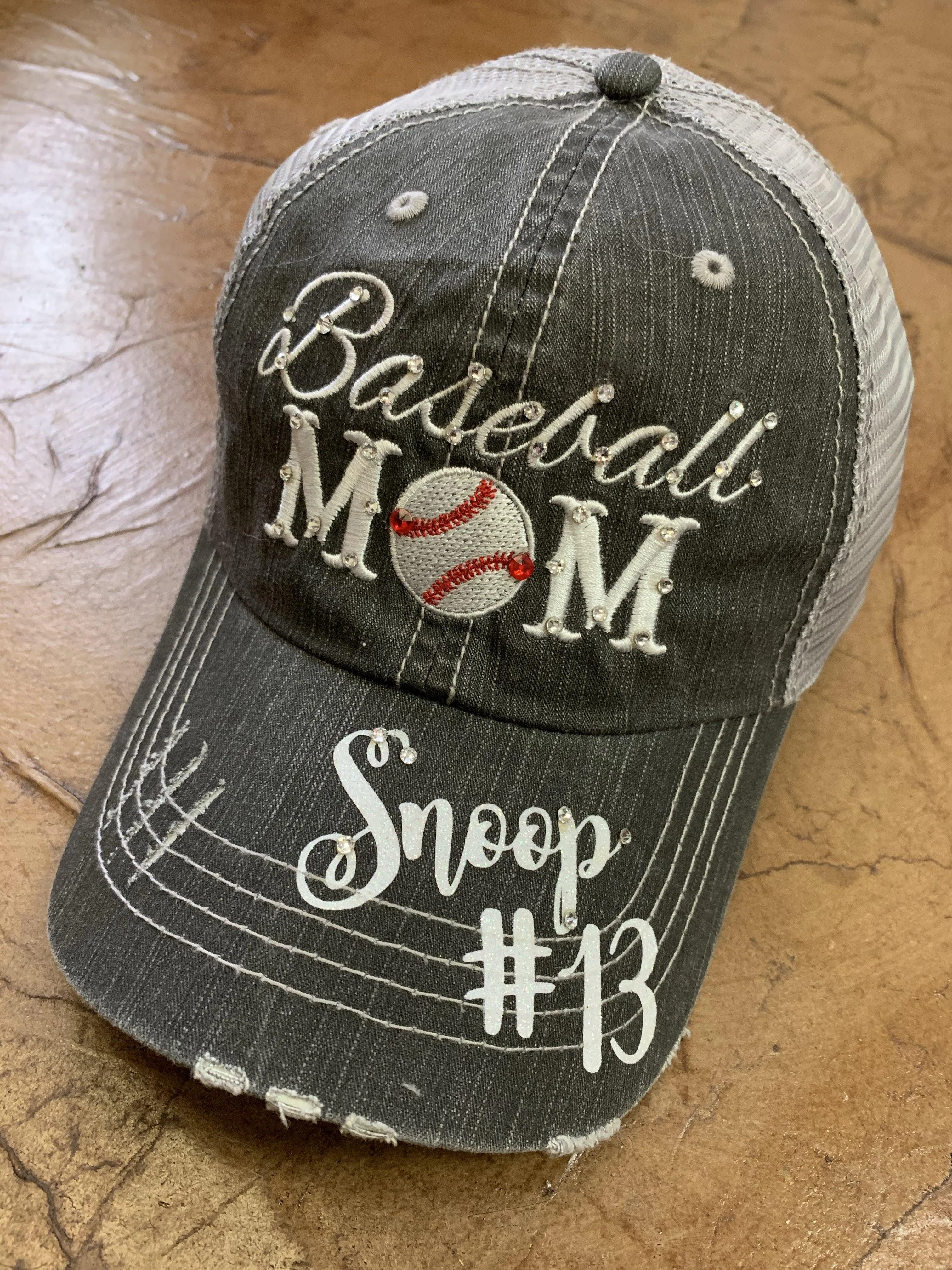 Basketball hats Basketball mom Personalized embroidered distressed gray womens trucker caps