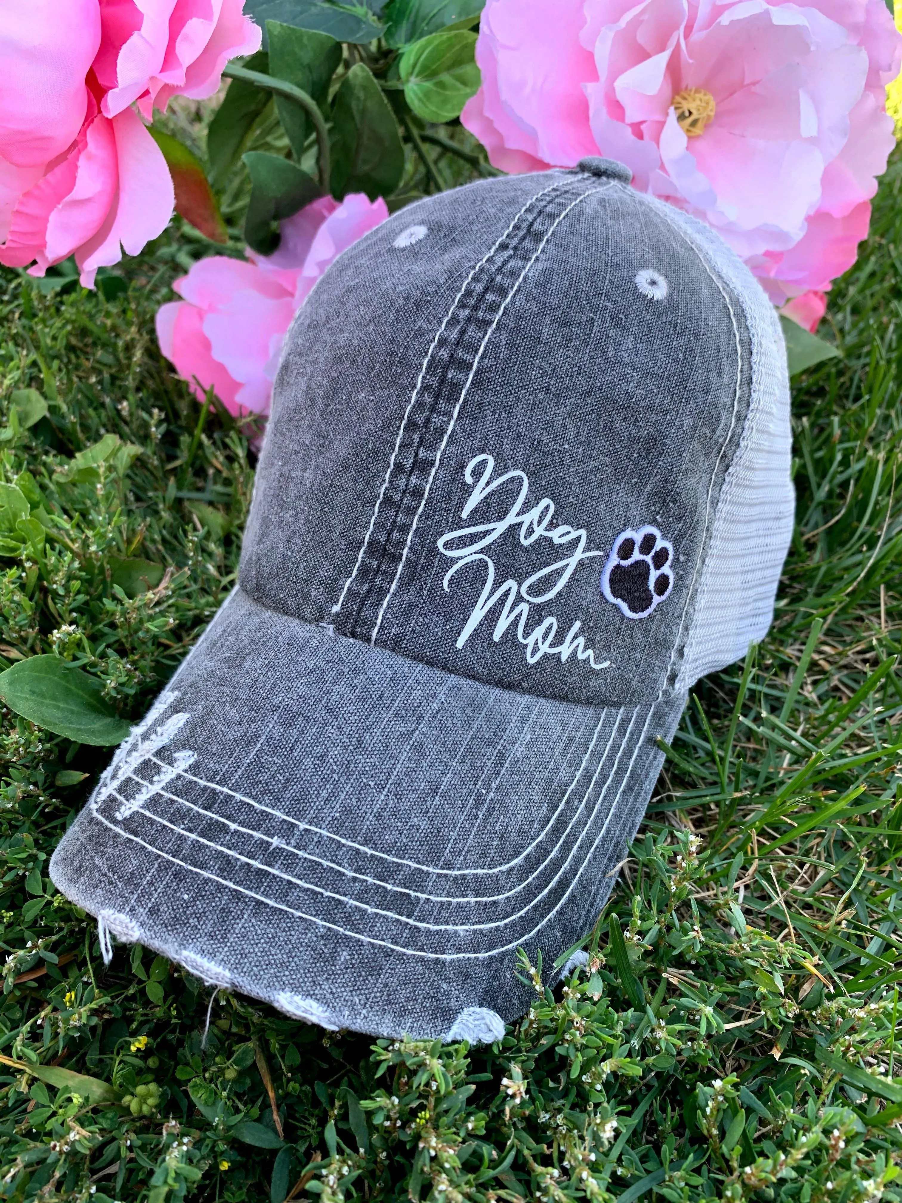 Basketball hats Basketball mom Personalized embroidered distressed gray womens trucker caps