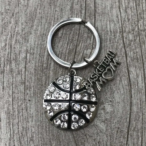 Basketball Mom Rhinestone Keychain