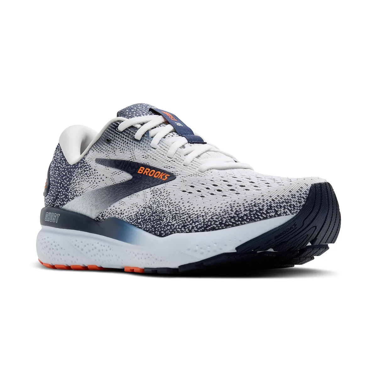 Brooks Ghost 16 Mens | White/peacoat/orange