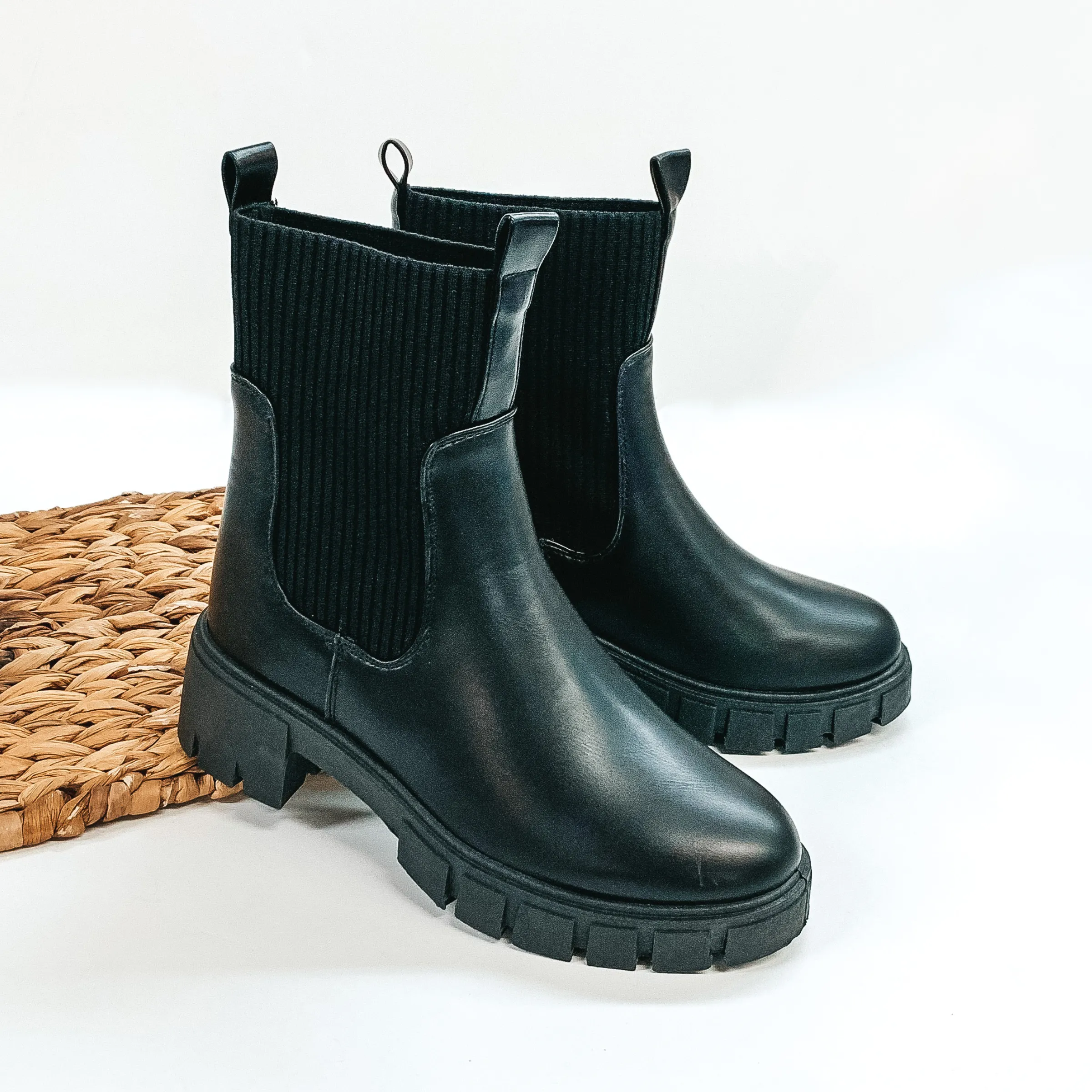 Cabin Side Sips Slip On Booties in Black