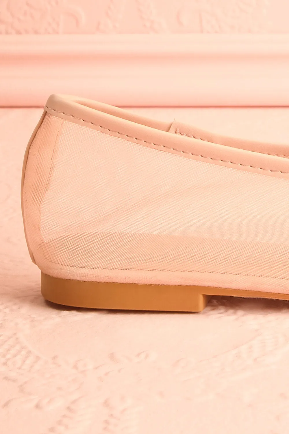 Cardee Beige | Mesh Ballet Flats w/ Elastic Strap