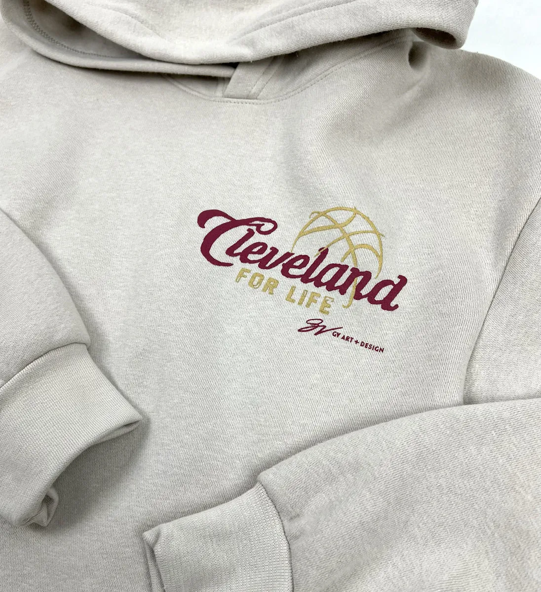 Cleveland Basketball For Life Cream Hoodie