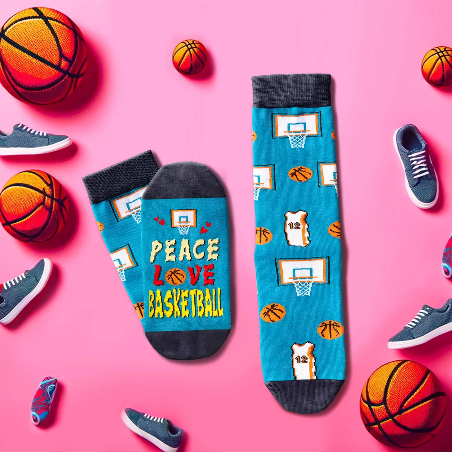 Cool Basketball Gifts For Men Women Teen Boys Girls, Basketball Team Coach Player Fan Gifts, Funny Basketball Socks Men Women Youth