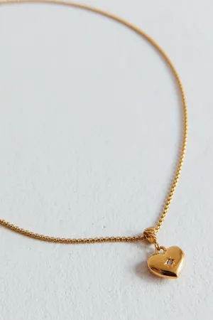 Cora Puffed Heart Pendant Necklace Gold