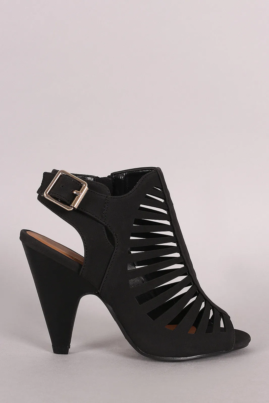 Delicious Strappy Caged Kitten Chunky Heel