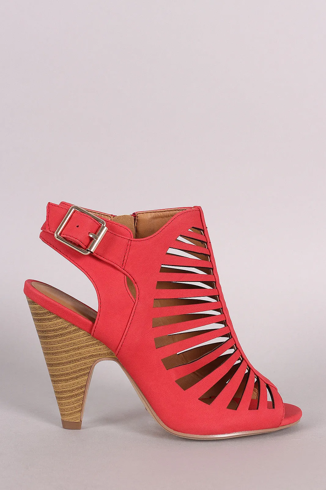 Delicious Strappy Caged Kitten Chunky Heel