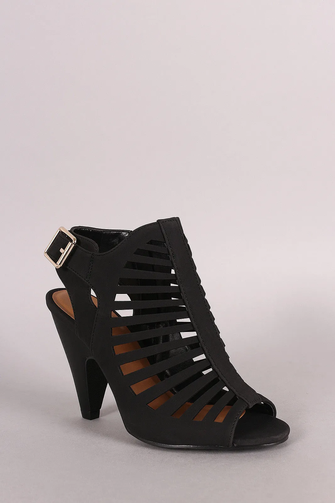 Delicious Strappy Caged Kitten Chunky Heel