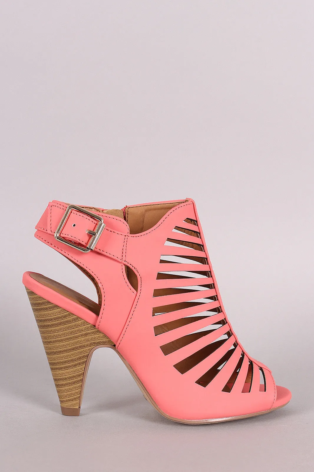 Delicious Strappy Caged Kitten Chunky Heel