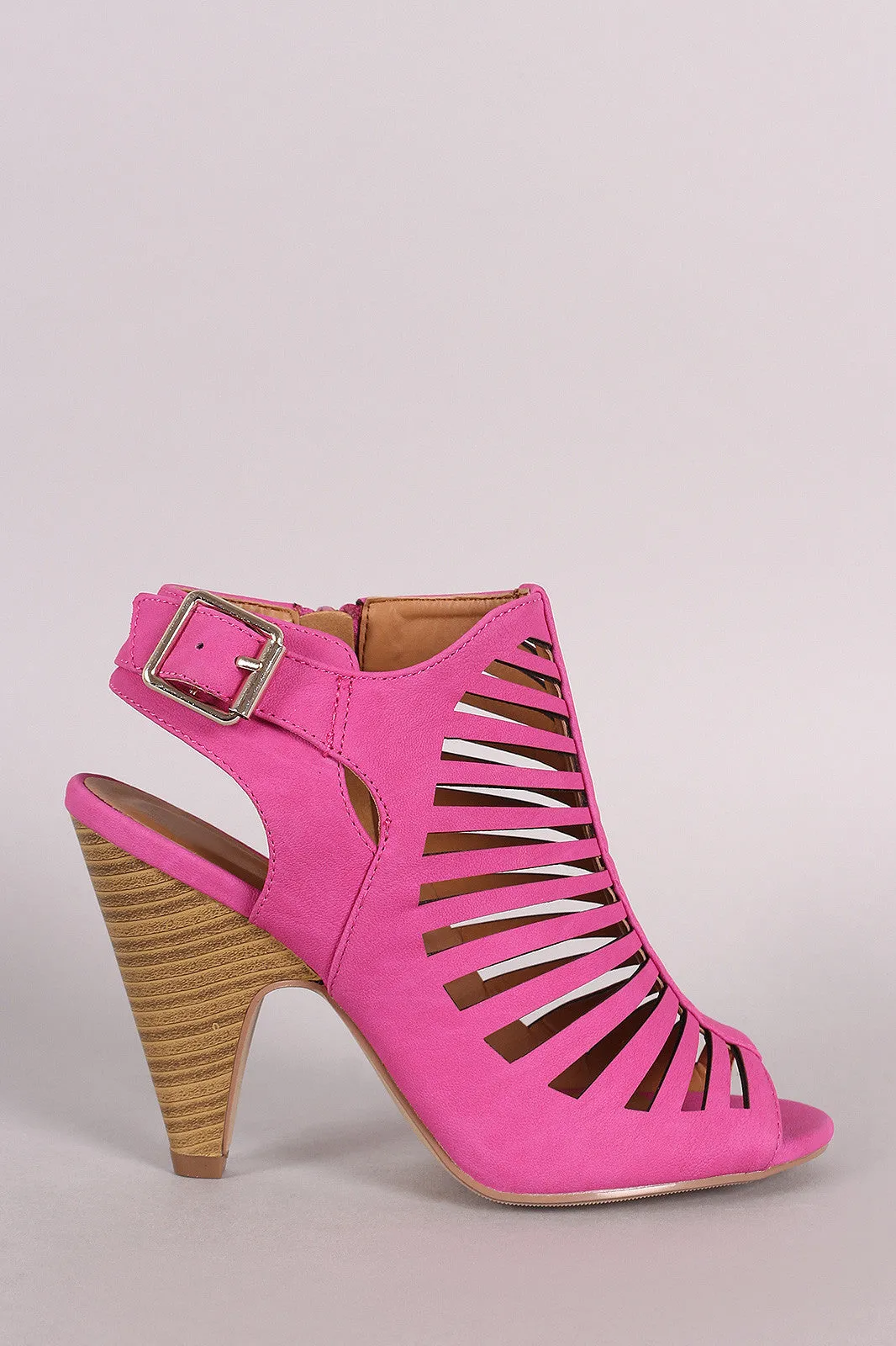 Delicious Strappy Caged Kitten Chunky Heel