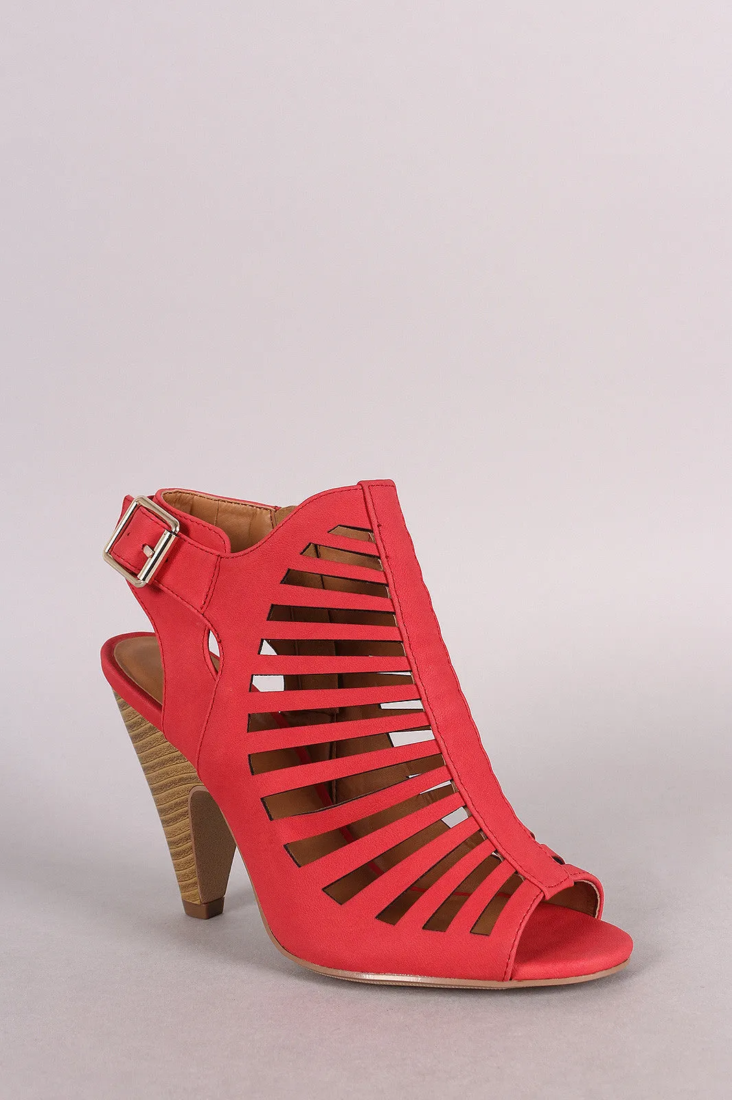 Delicious Strappy Caged Kitten Chunky Heel