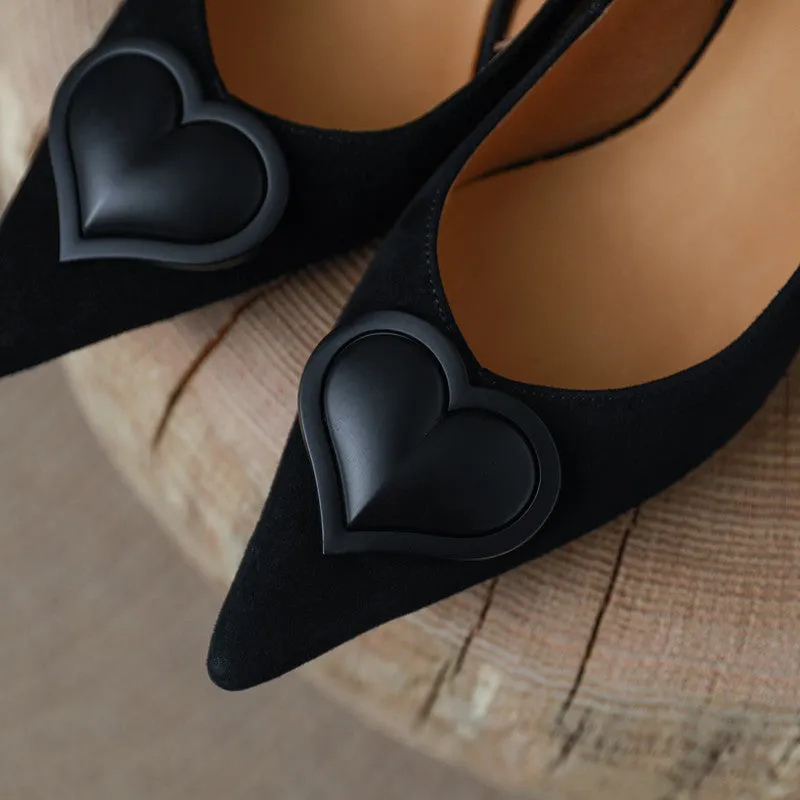 Destiny Pointy Toe Heart Kitten Heels