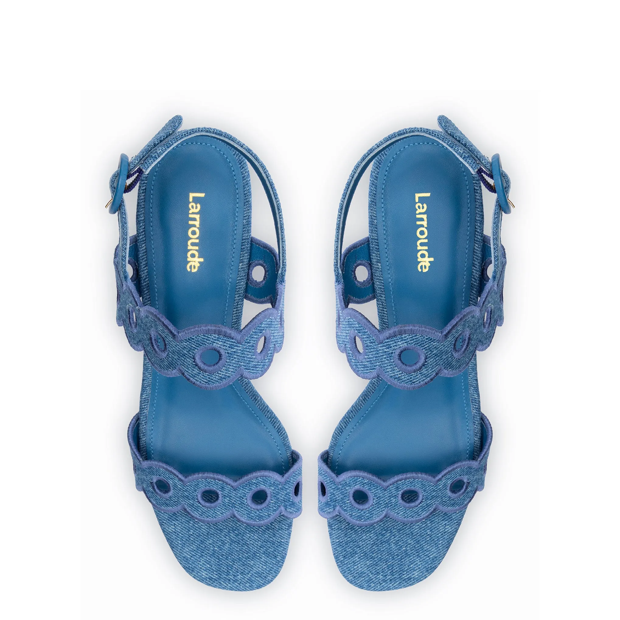 Florence Broderie Sandal In Blue Denim