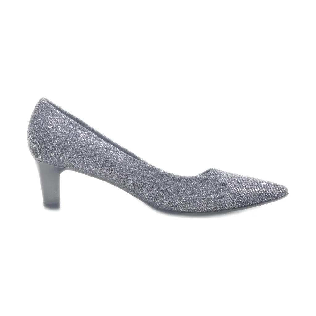 Gabor Kitten Heels Fabric Silver Colour For Women