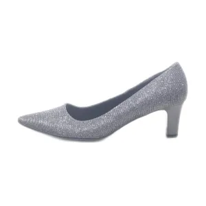 Gabor Kitten Heels Fabric Silver Colour For Women