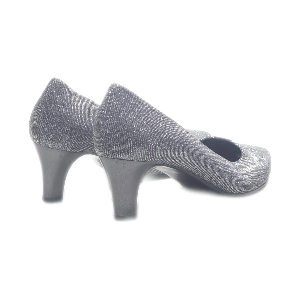 Gabor Kitten Heels Fabric Silver Colour For Women