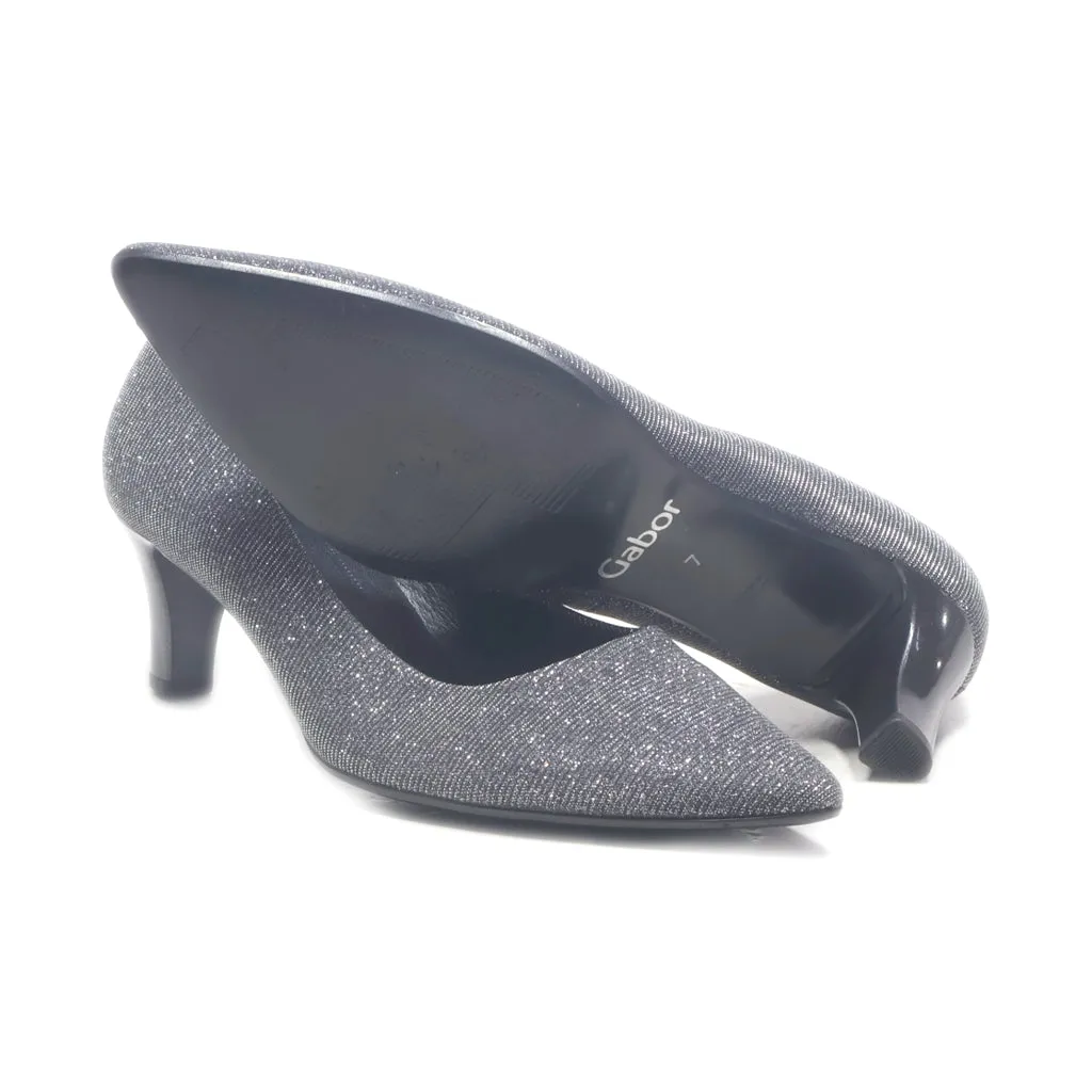 Gabor Kitten Heels Fabric Silver Colour For Women