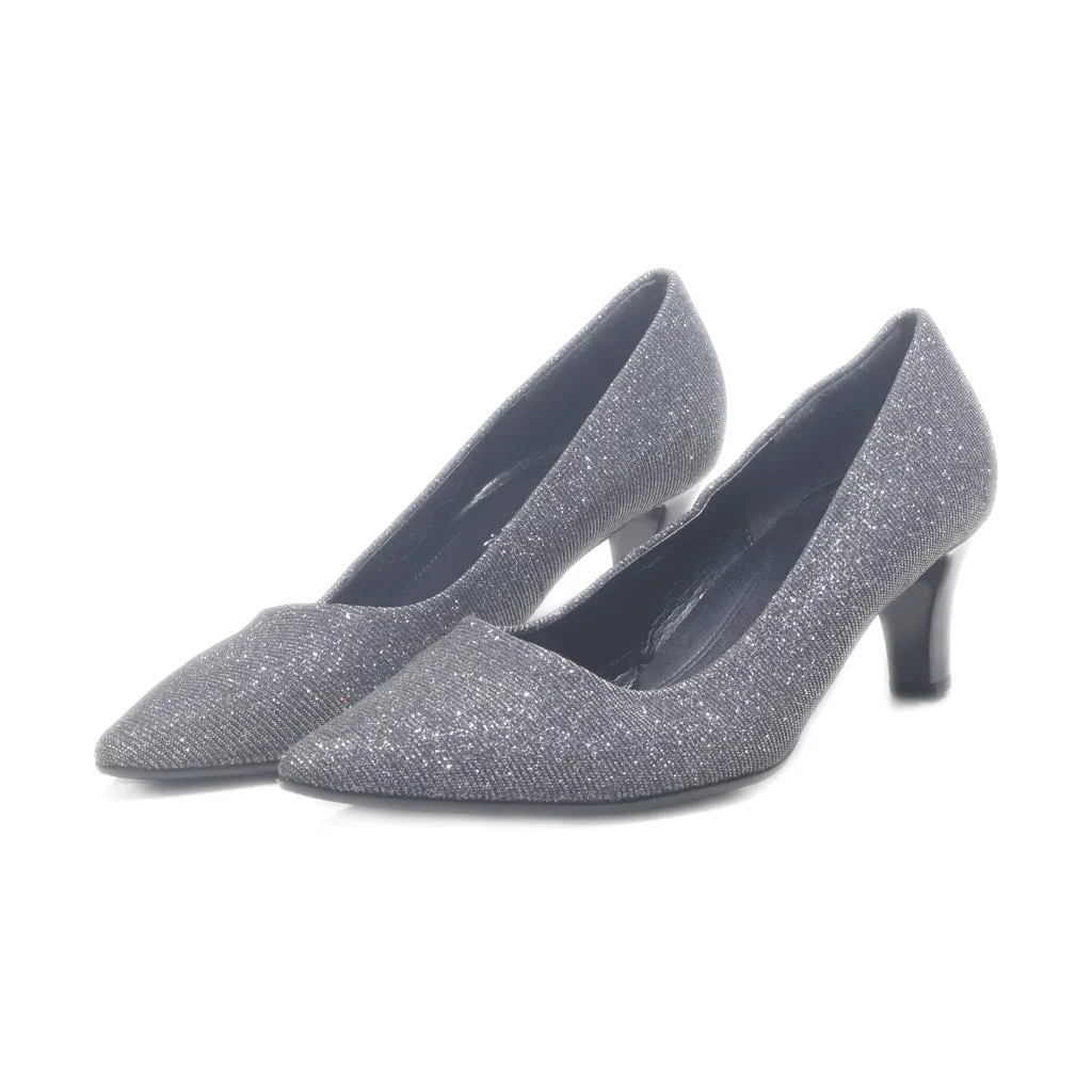 Gabor Kitten Heels Fabric Silver Colour For Women