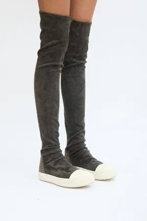 Grey Suede Thigh High Sneaker