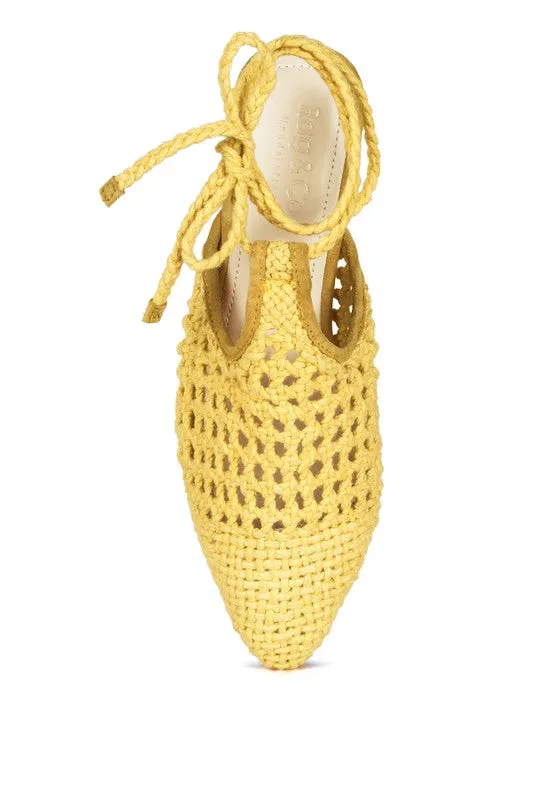 Hand Woven Cotton Tie Up Mule Flats