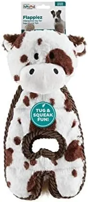 Hound Cuddle Tugs Cow Plush Squeaky Dog Toy