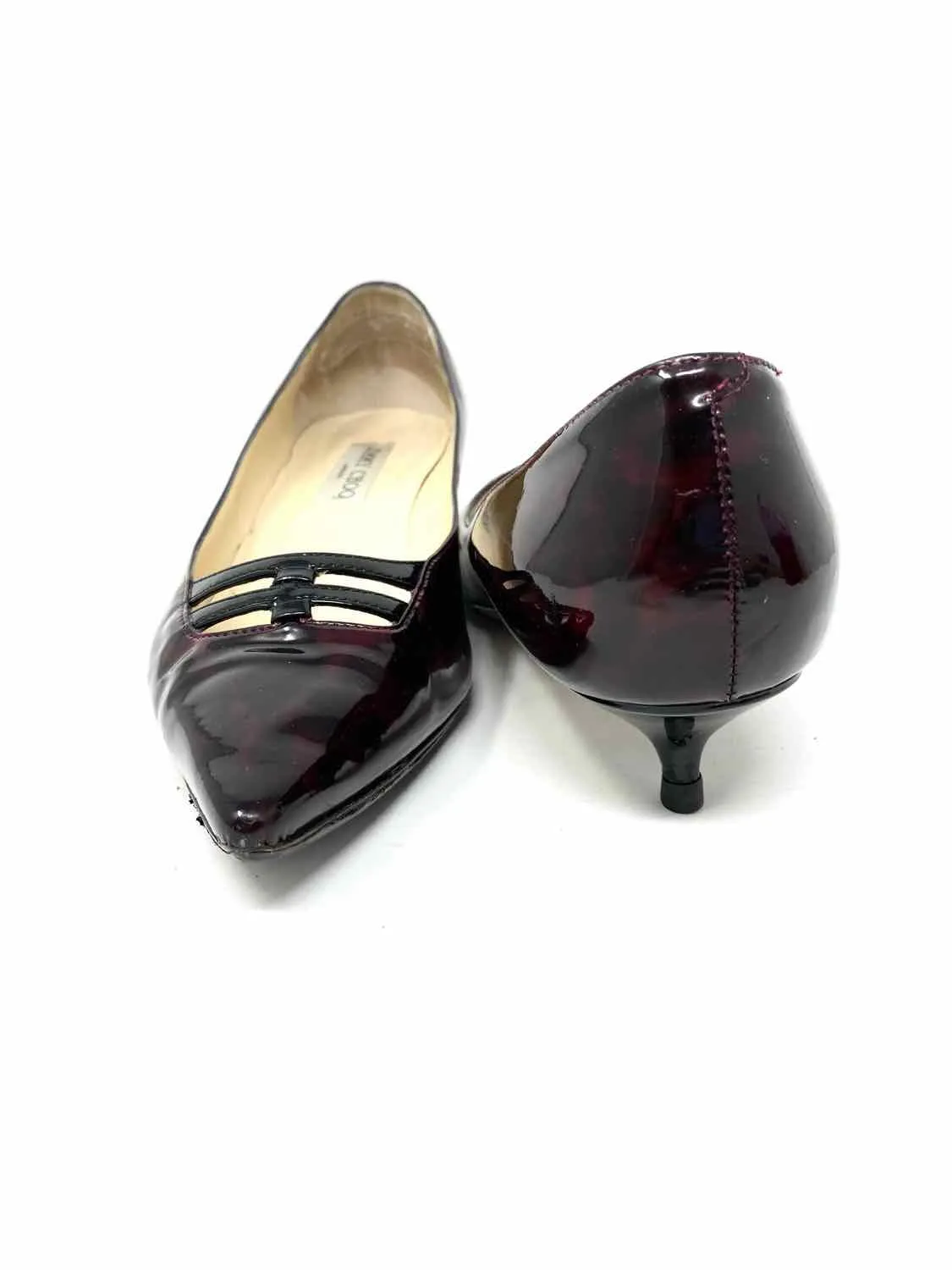 JIMMY CHOO Women's Burg./Rasp. Pointed Kitten Italy Size 39.5/8.5 Heels