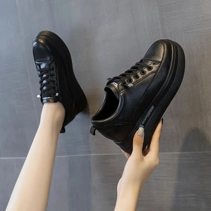 Joskaa 2024 New High Heel Black Platform Sneakers