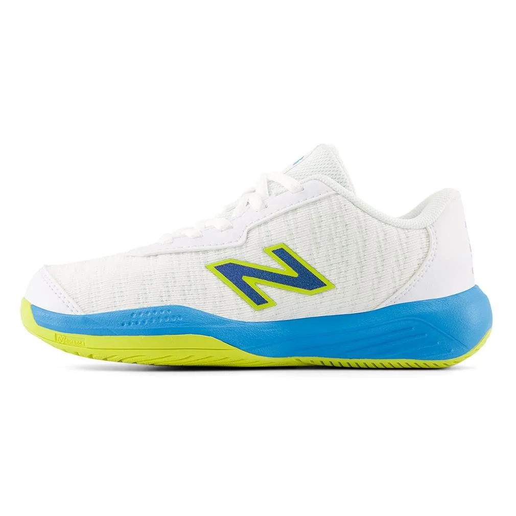 Juniors` 996v5 Tennis Shoes White and Spice Blue