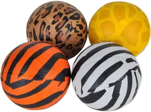 Kicko Safari Mini Basketball - Pack of 4 Mini 5 Inch Playground Ball with Assorted Animal