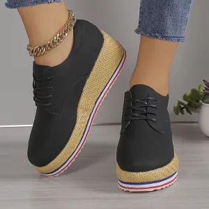 Lace Up Wedge Platform Ankle Sneakers