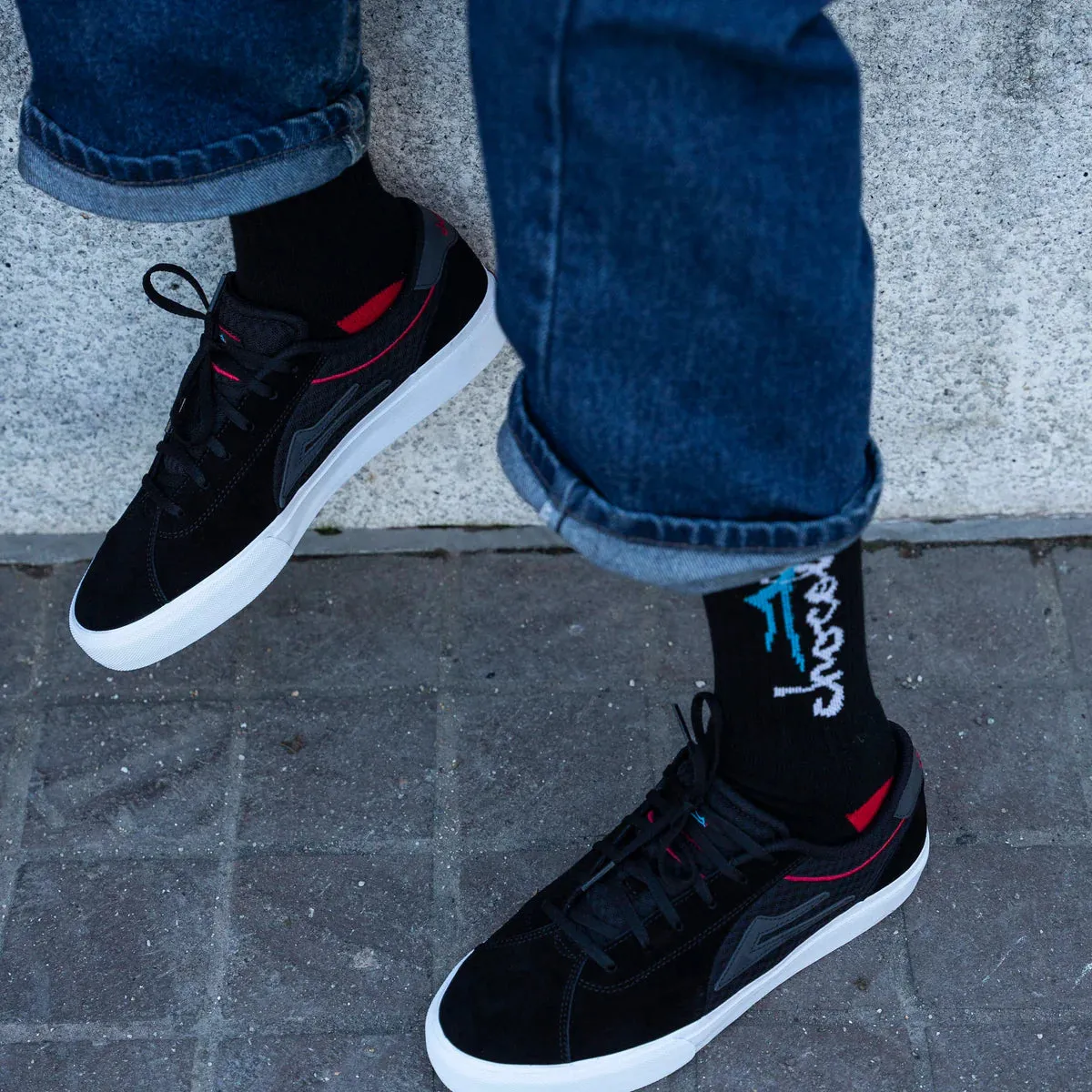 LAKAI X CHOCOLATE Flaco 2 Shoes Black/Red Suede