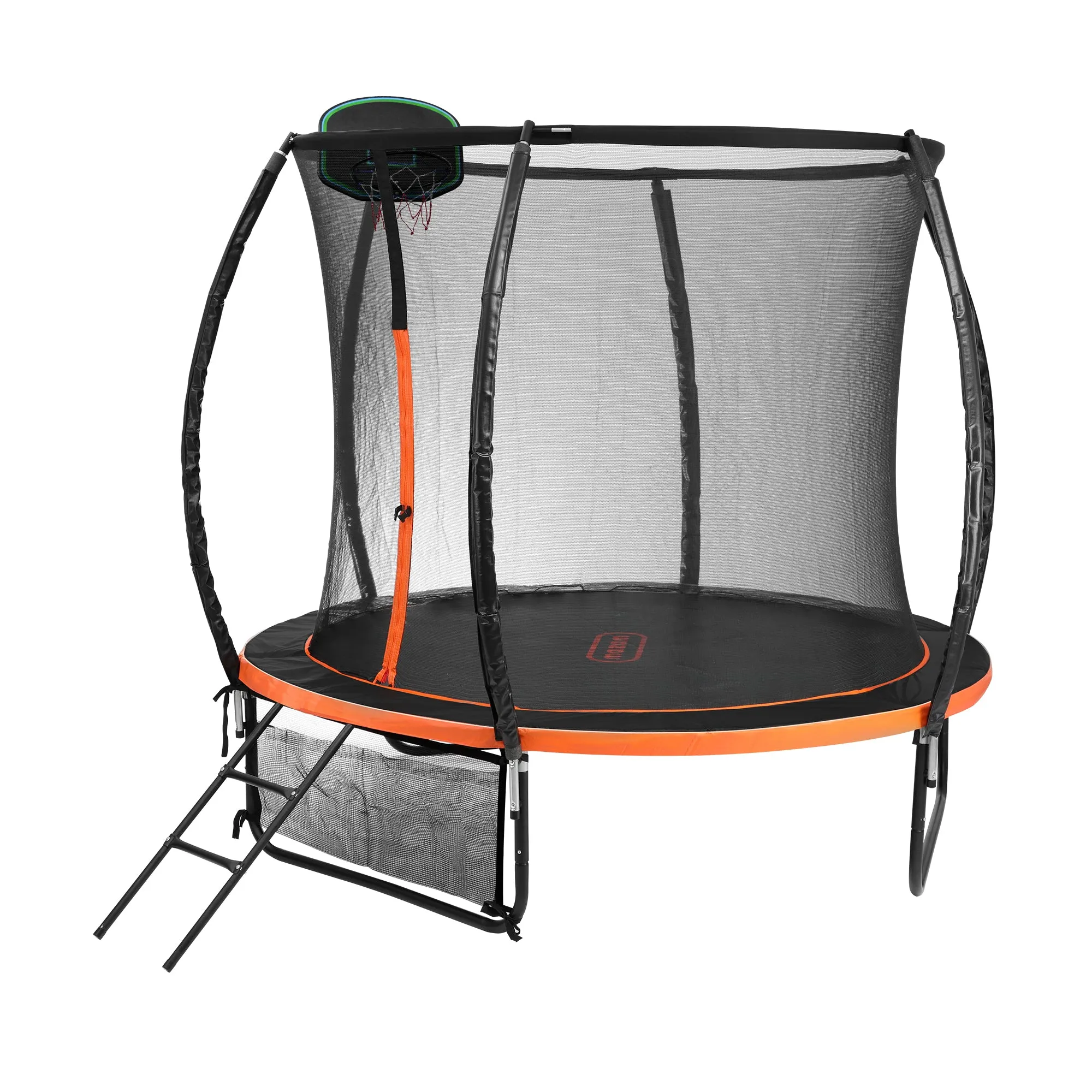 Mazam 10FT Trampoline Kids Tramplines Safety Net Basketball Set Ladder Round