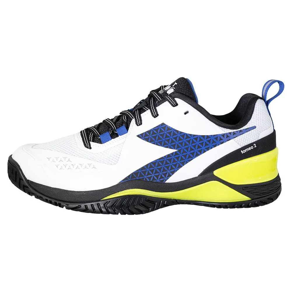 Men's Blushield Torneo 2 AG Tennis Shoes White and Deja Vu Blue