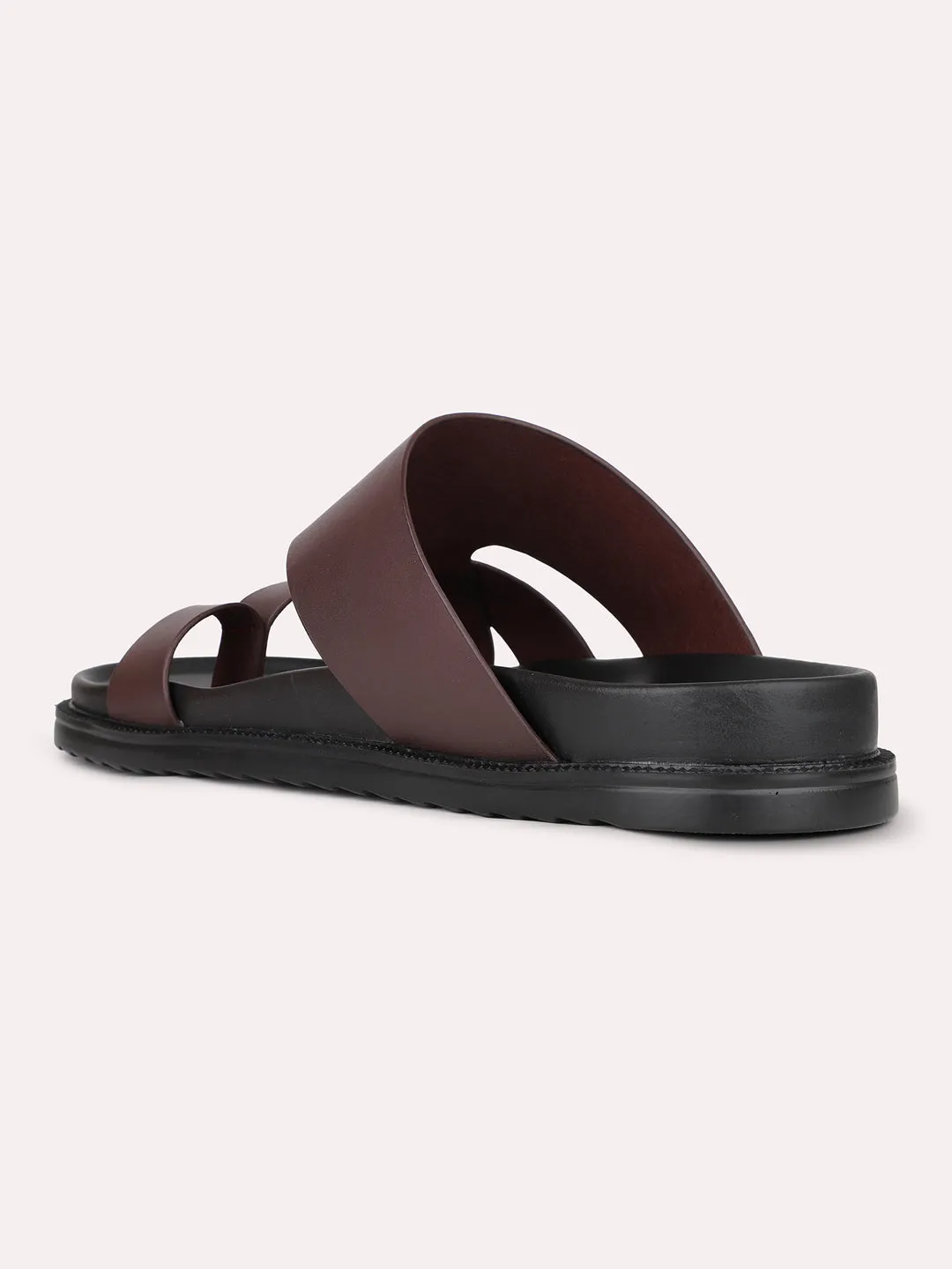 Mens Maroon Solid Round Toe Casual Sandals