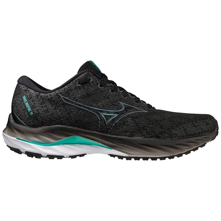 Mizuno Wave Inspire 19 Wide (Men's) - Black/Metal Gray/BiscGreen