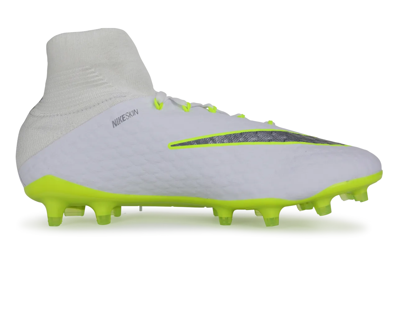 Nike Men's Hypervenom 3 Pro DF FG White/Metallic Cool Grey/Volt