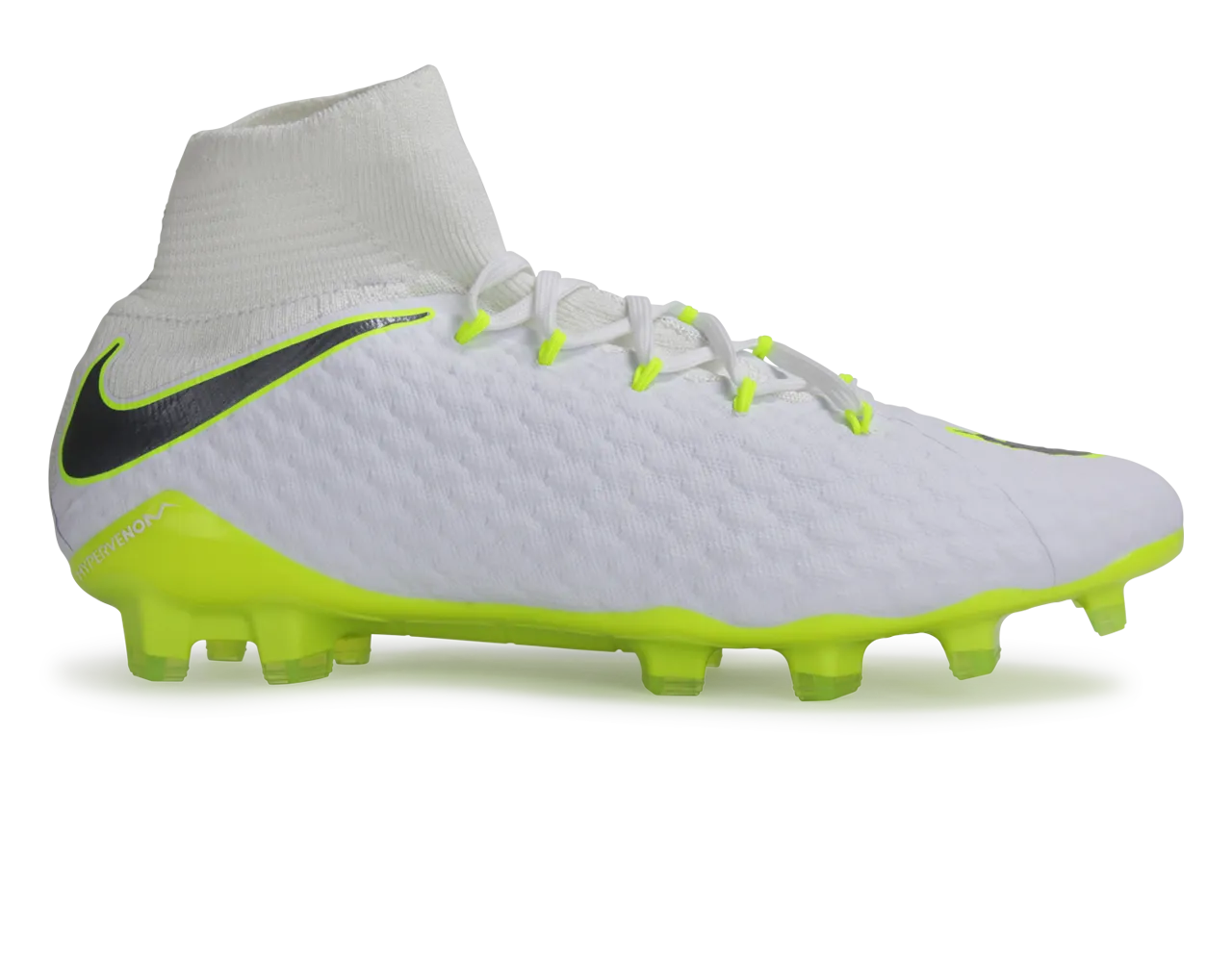 Nike Men's Hypervenom 3 Pro DF FG White/Metallic Cool Grey/Volt