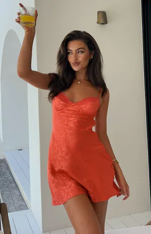 Noeline Orange Satin Mini Dress