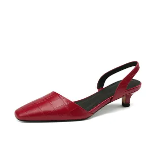 Norah Red Slingback Kitten Heels