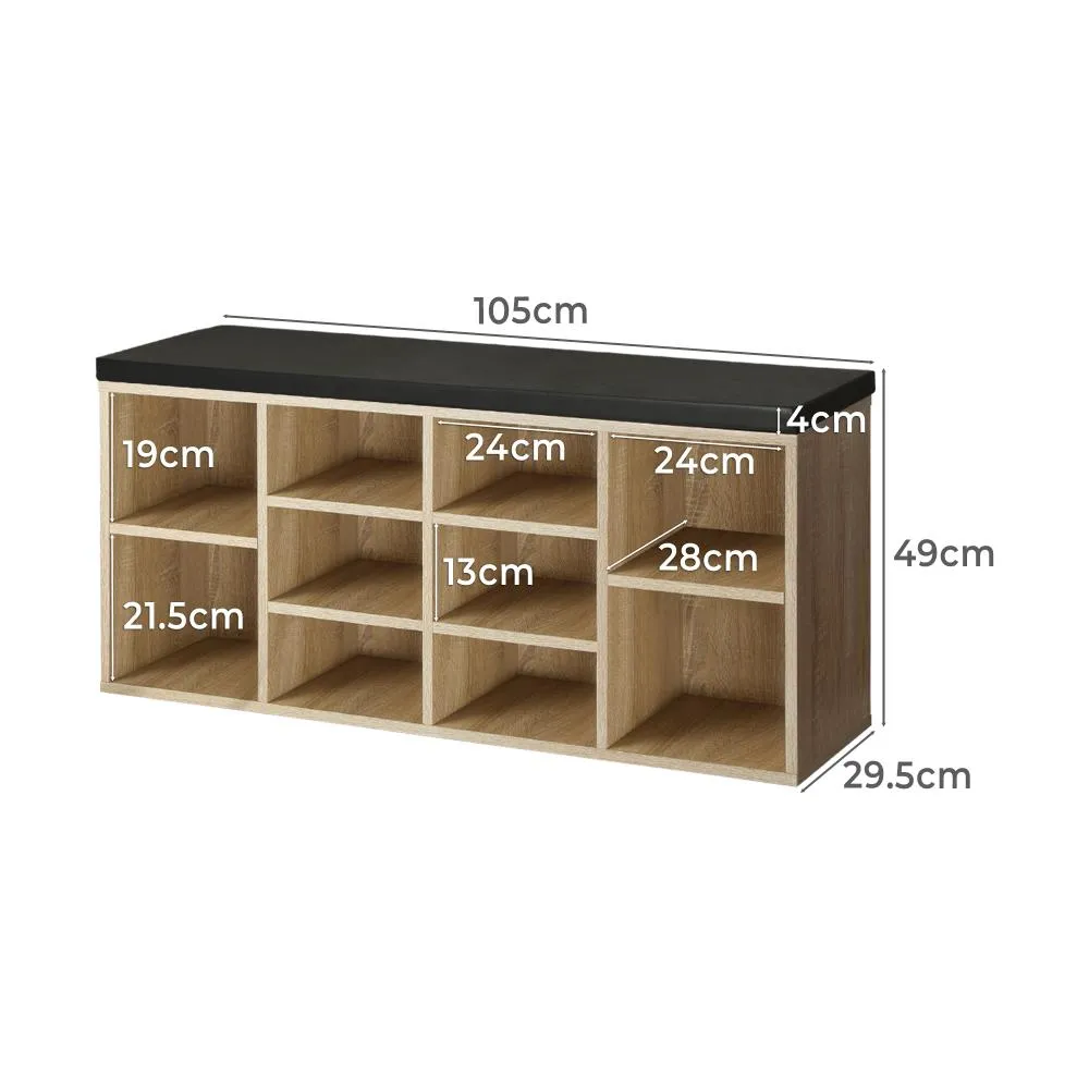 Oikiture Shoe Bench Shoe Storage Rack PU Padded Seat Organiser Cupboard