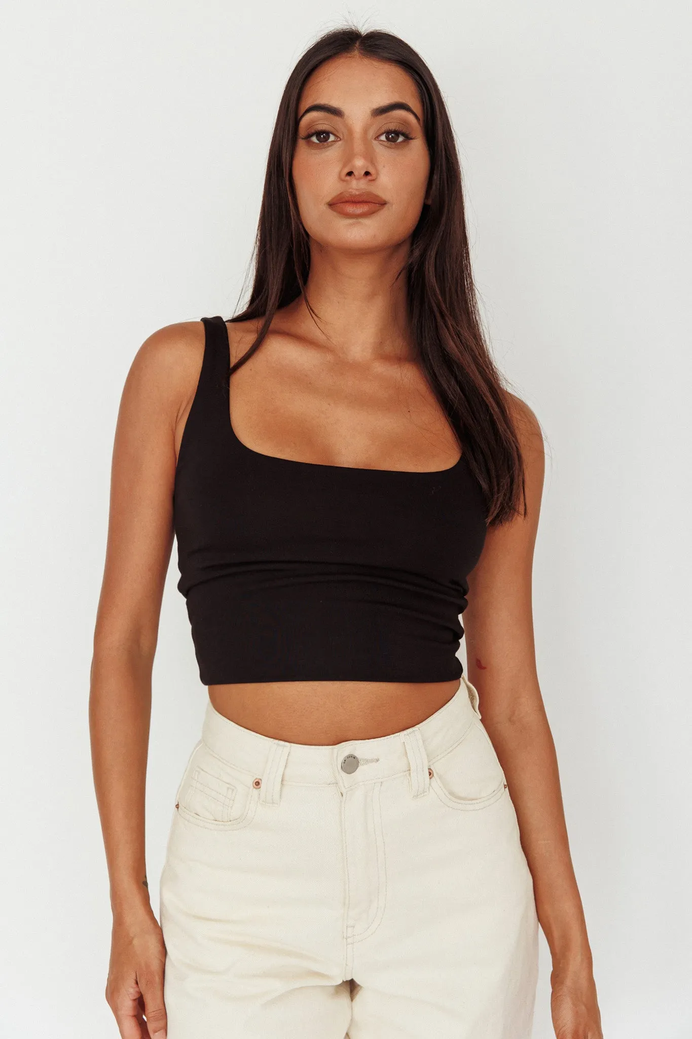 Pali U-Neckline Crop Top Black