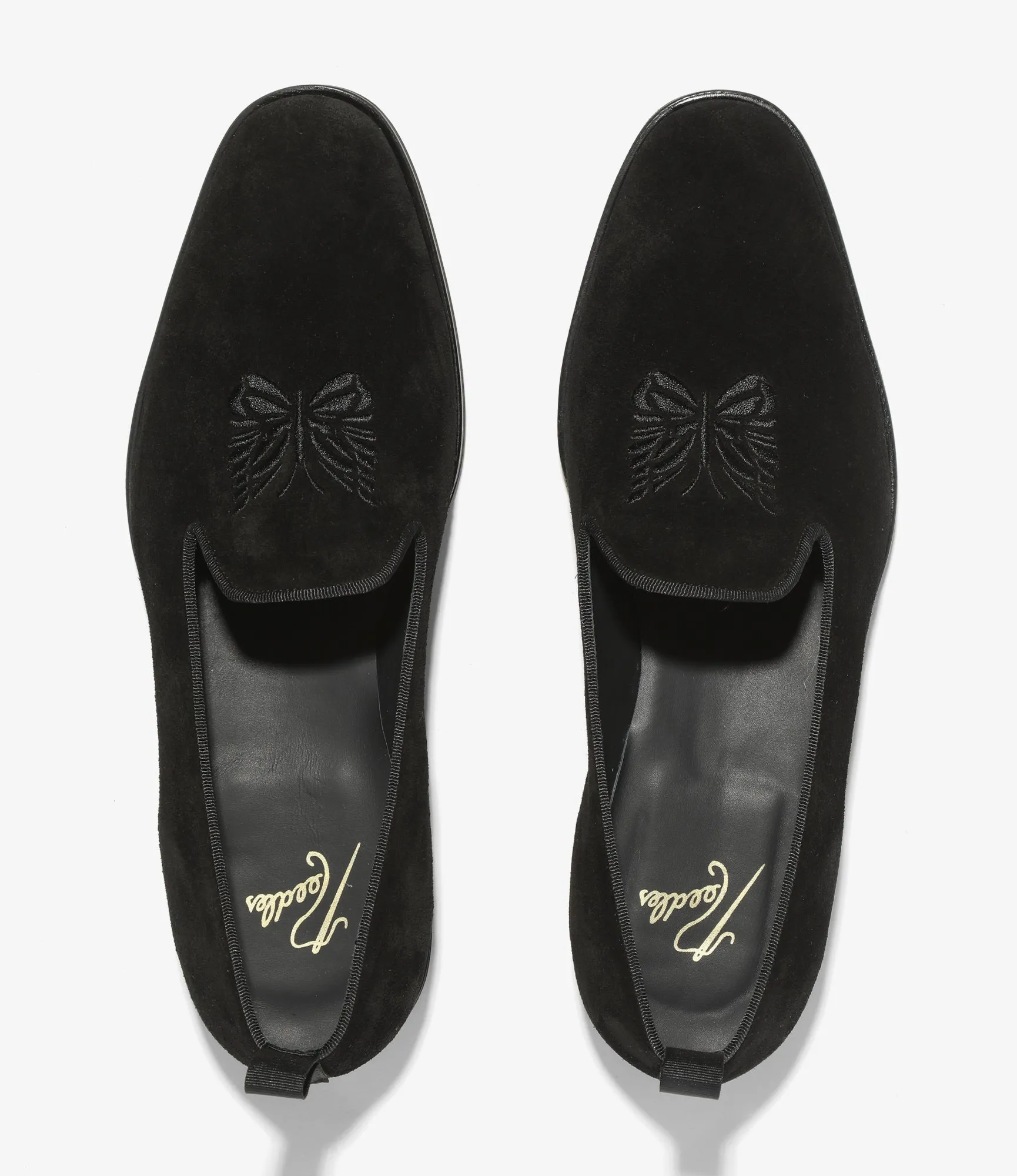 Papillon Emb. Slip-on - Black - Suede